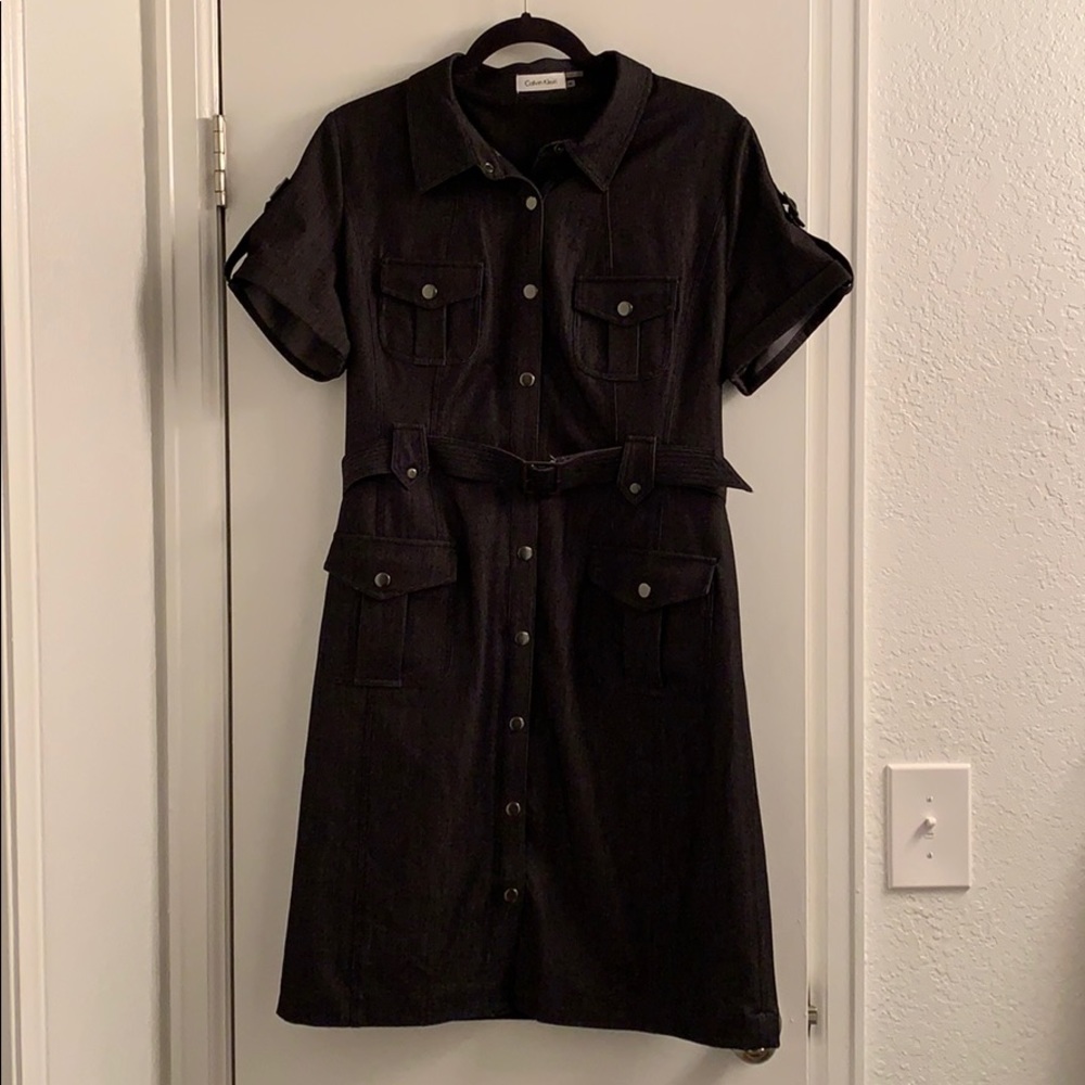 Calvin Klein Denim Belted Shirt Dress